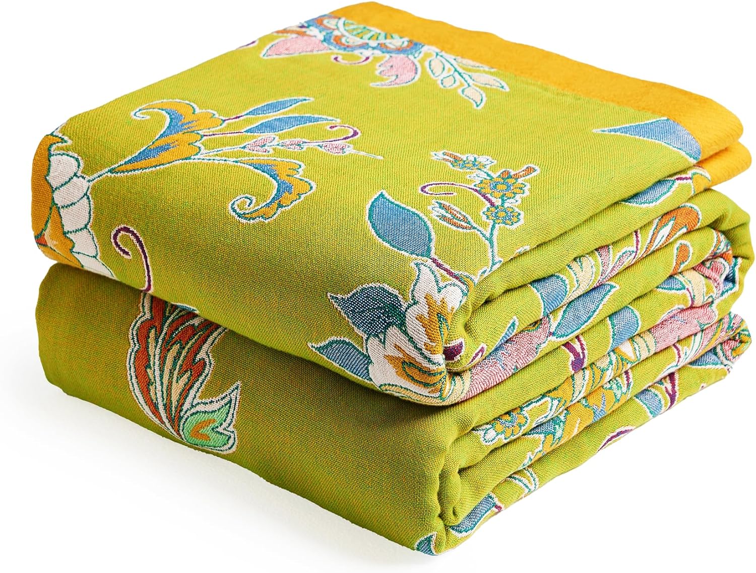 Boho Throw Blanket 80" x 90", 100% Organic Cotton Breathable Ultra Soft Bed Quilt Throw - All