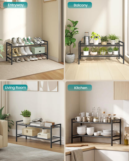 SONGMICS Metal Shoe Rack, Free Standing Shoe Organizer for Entryway Closet Garage Small Spaces