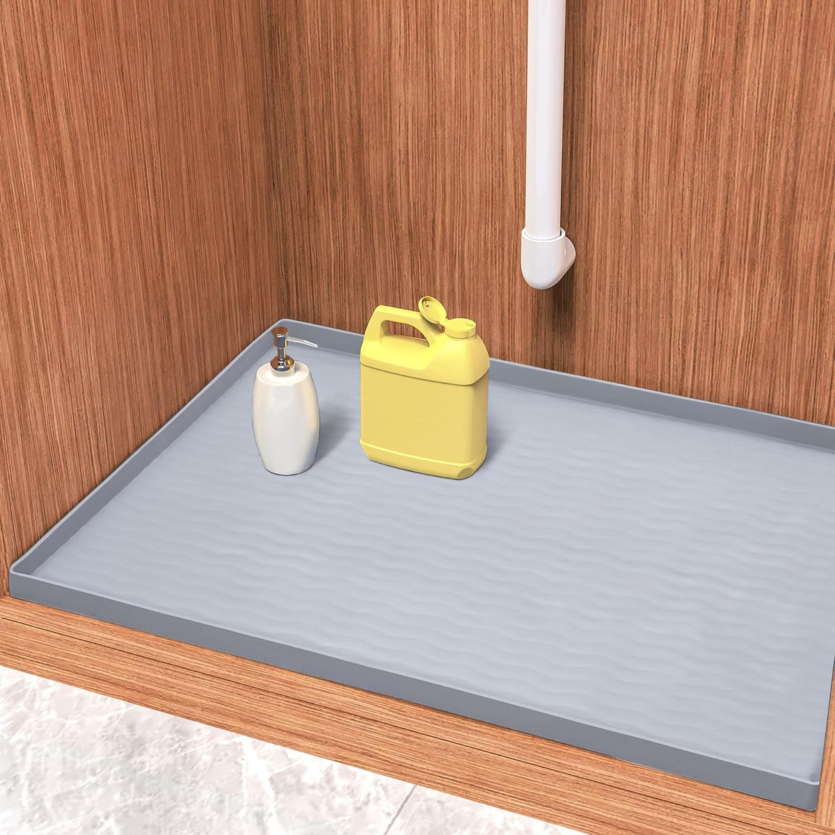 URMONA Waterproof Silicone Under Sink Mat 22'' x 14'' Shelf Liner for Kitchen and Bathroom, Cabinet