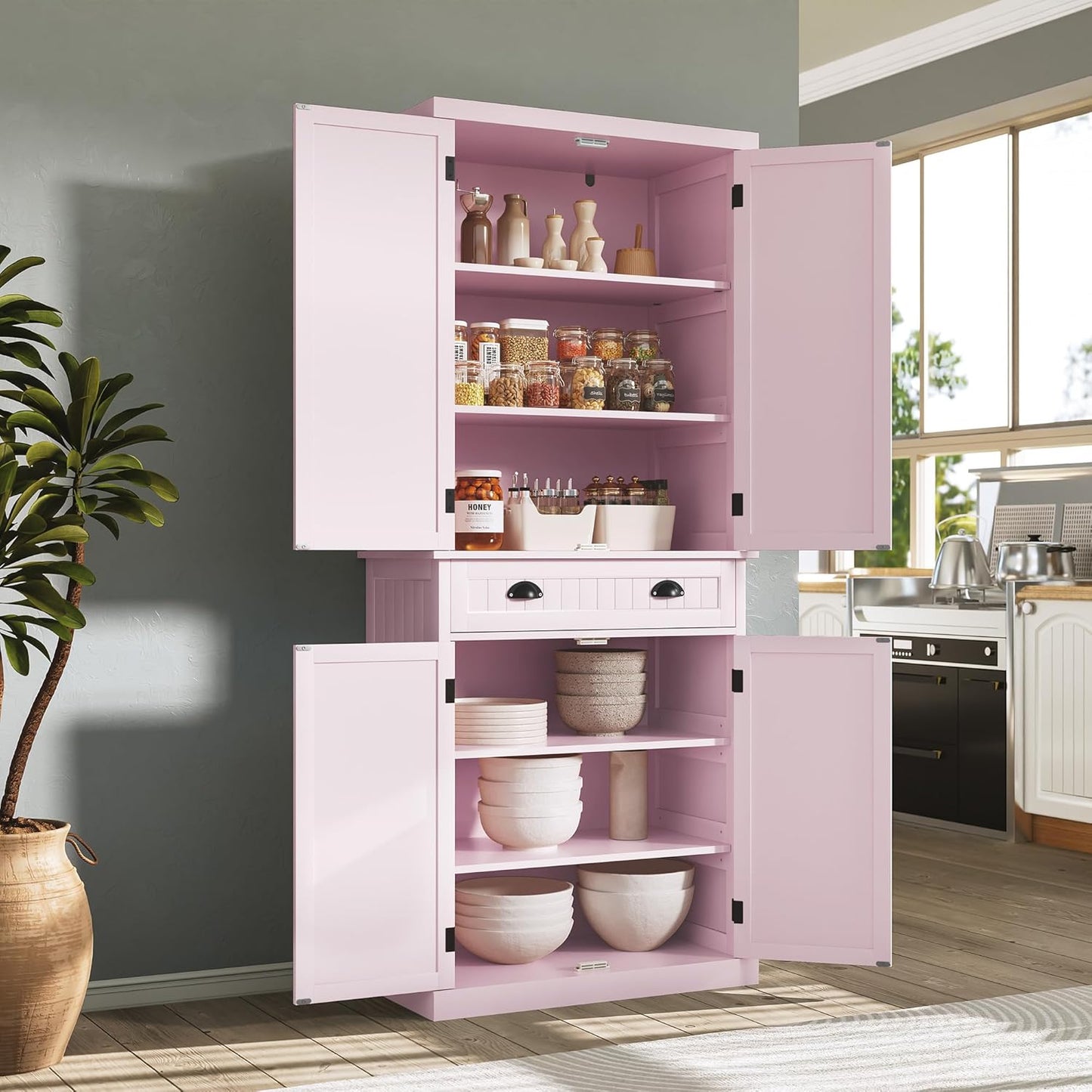ARTPOWER 72" Tall Kitchen Pantry Storage Cabinet with Drawer and Adjustable Shelves, Pantry Cabinet