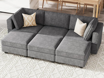Belffin Terry Fabric Modular Sectional Sleeper Sofa Bed with Storage Convertible Sectional Couches