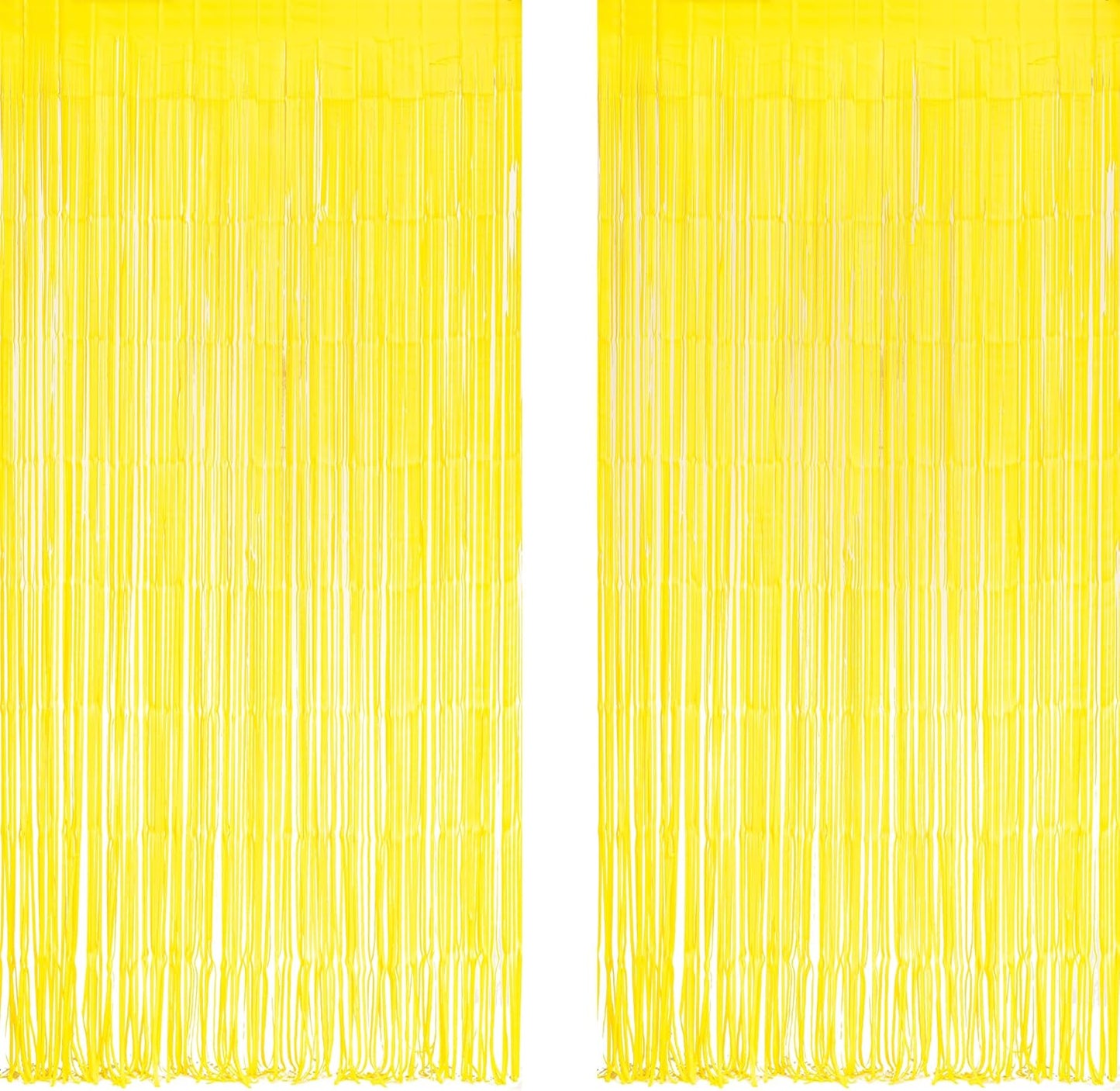 Yellow Streamers Party Backdrop - GREATRIL Foil Fringe for Pineapple/Lemon/Truck/Race Birthdays