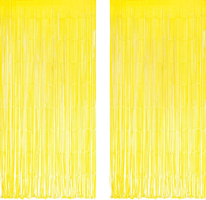Yellow Streamers Party Backdrop - GREATRIL Foil Fringe for Pineapple/Lemon/Truck/Race Birthdays