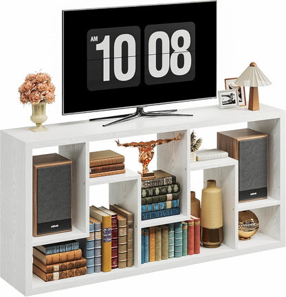 IRONCK Geometric Bookcase 6-Shelf Industrial Bookshelf White Etagere Bookcase Tall Storage Display