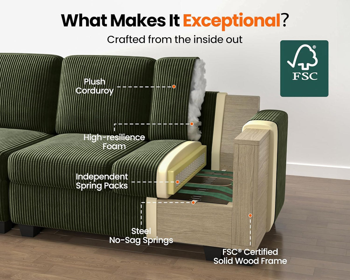 Pull Out Sofa Bed, Full Size Sleeper Sofa, 2-in-1 Convertible Corduroy Couch with USB Charging