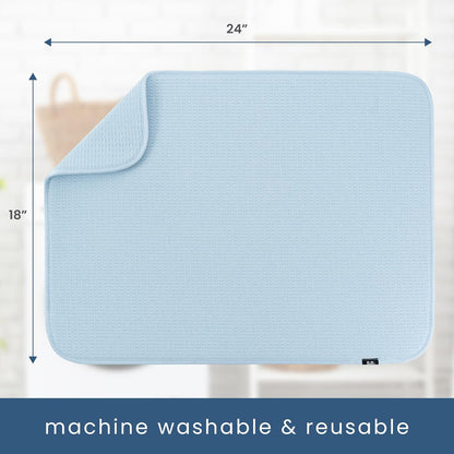 S&T INC. Dish Drying Mat XL, 18” x 24”, Absorbent Microfiber Kitchen Counter Mat, Dish Drying Pad