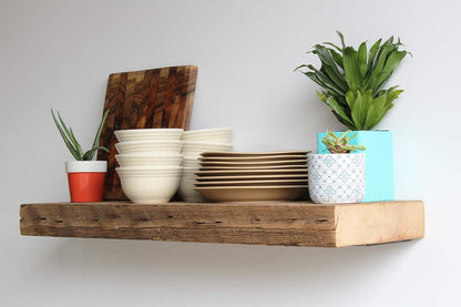 Urban Legacy Reclaimed Barn Beam Deep Shelves | Deep Shelves with Brackets Included, Set of 2 |