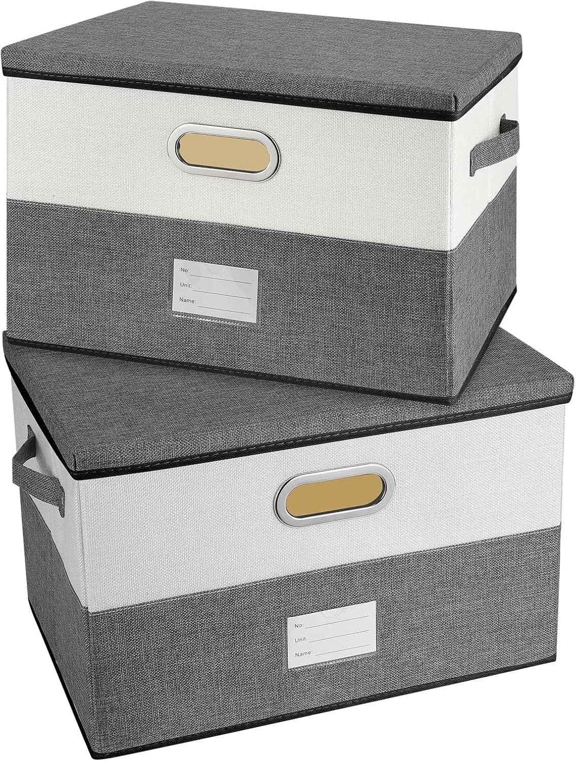 Large Linen Fabric Foldable Storage Bins with Removable Lid and Handles, Washable Storage Box