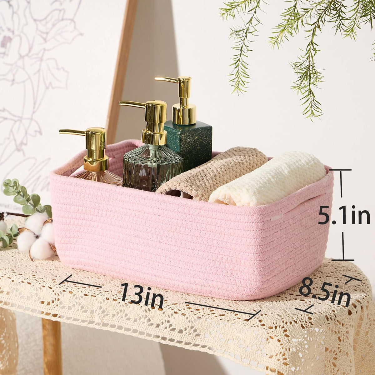 Small Storage Baskets for Organizing | Closet Organizer Bins | Shelf Toy Basket | Woven Rope