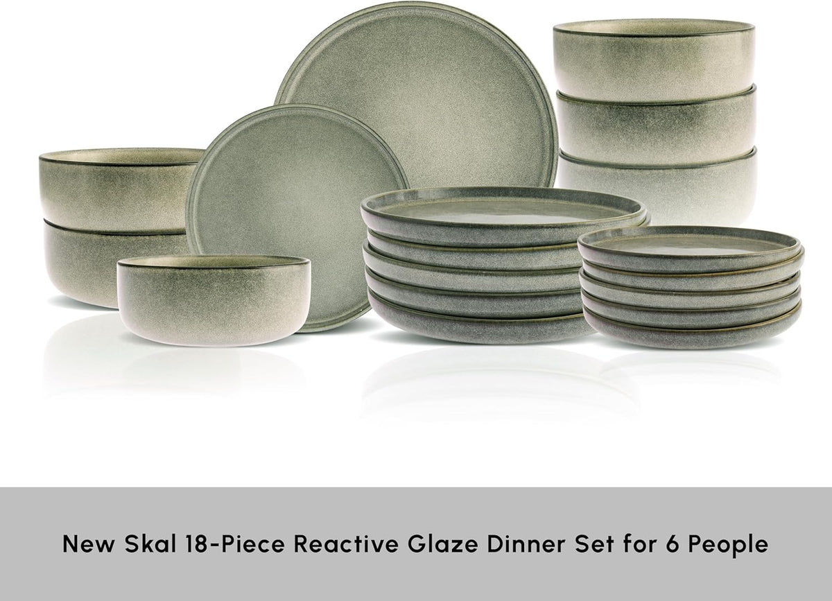 Karaca New Skal 18-Piece Dinnerware Sets for 6 People, Modern Design, Stoneware Dinner Set, Kitchen