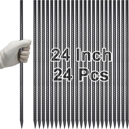 VVOKGO Rebar Stakes 24 Inch Ground Straight Concrete Form Stakes Heavy Duty (24pcs), 3/8" Diameter
