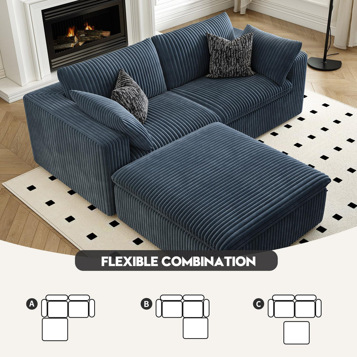 LoveSeat Cloud Couch Modular Sectional Sofa for Living Room,Modern Sofa with Deep Seat，2 Seater