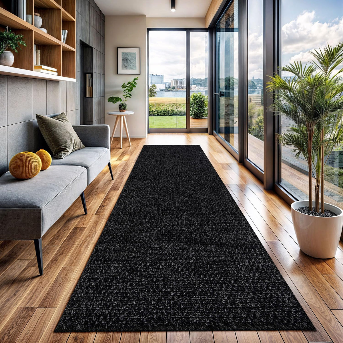 CAMILSON Easy Jute Rug 2x3, Indoor Outdoor Dark Gray Color Farmhouse Area Rugs for Living Room and