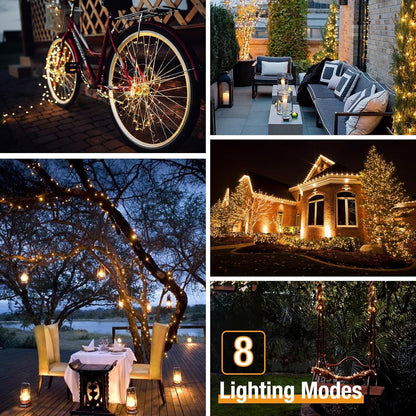 btfarm 2 Pack Solar String Lights Outdoor, 160LED 66FT Solar Fairy Lights Outside Waterproof, 8