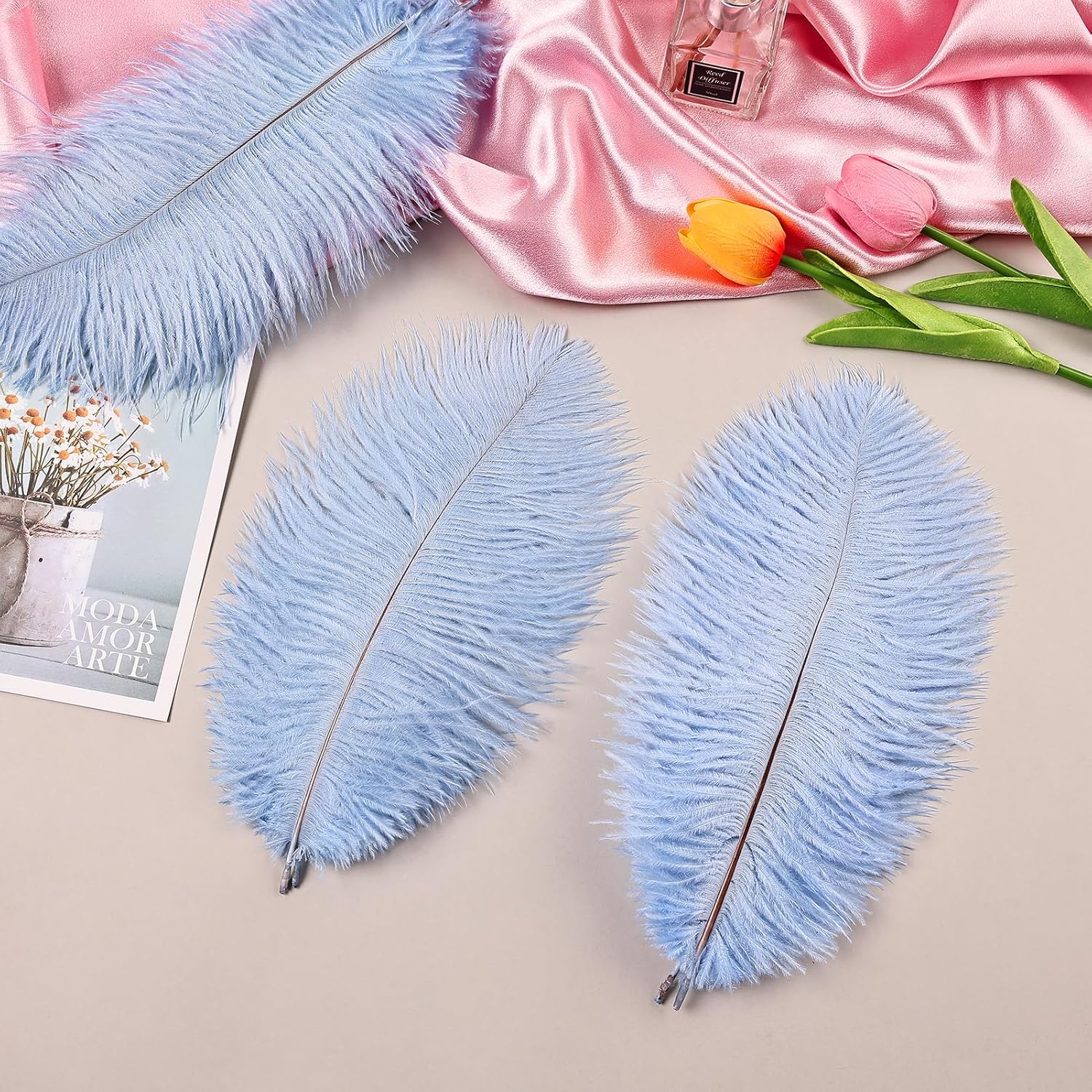 THARAHT Light Purple Ostrich Feathers 24pcs Natural Bulk 8-10Inch 20cm-25cm for Crafts Wedding