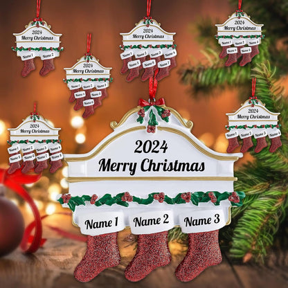 Personalized Christmas Ornaments Family of 2,3,4,5,6,7,8 Custom Christmas Stocking Ornaments with