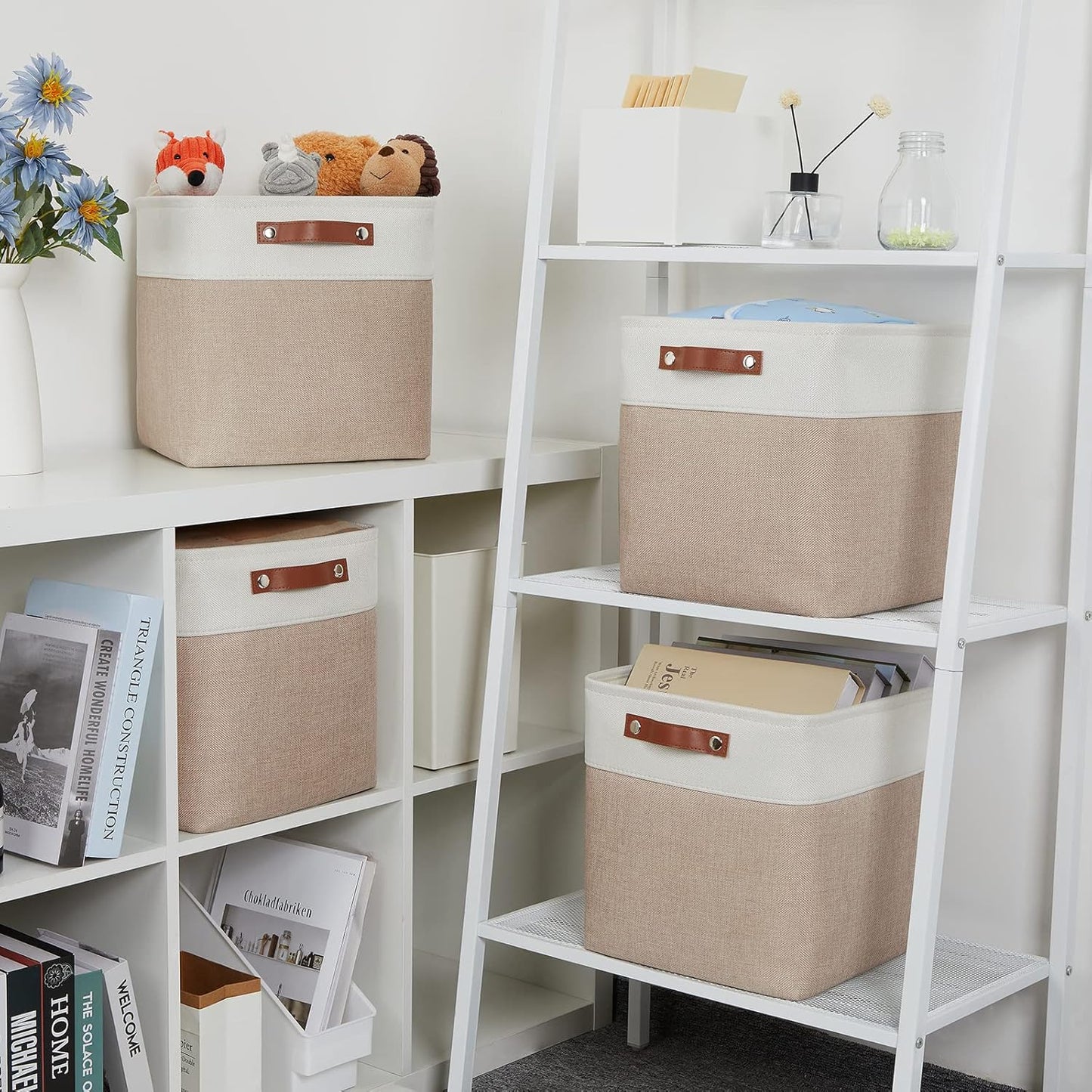 DULLEMELO Cube Storage Bins - 4 Pack Foldable Large Storage Baskets 12 inch Gifts Empty Fabric Bins
