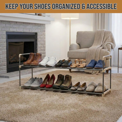 Shoe Rack - 2-Tier Shoe Organizer for Closet, Bathroom, Entryway - Shelf Holds 10 Pairs Sneakers