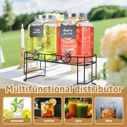 DD&HAPP Gallon Glass Drink Dispensers For Parties 2PACK.1.5Gallon Beverage Dispenser,Glass Drink