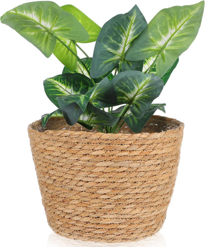 Woven Straw Flower Pot Seagrass Planters Basket Garden Plant Pot Containers Wicker Rattan Vase
