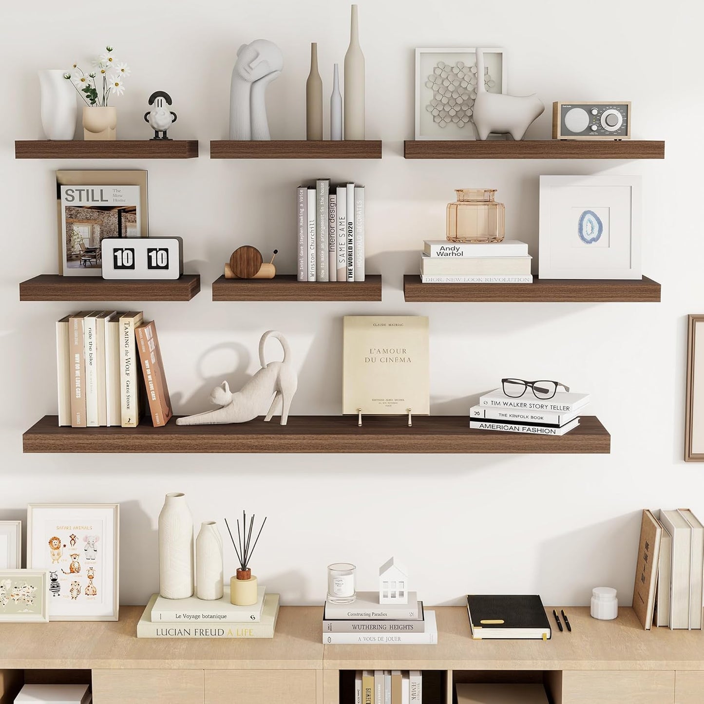 55 Inch Floating Shelves, 55"x9.25"x1.5" Inch Deep Floating Shelves for Wall, Wooden Shelves for