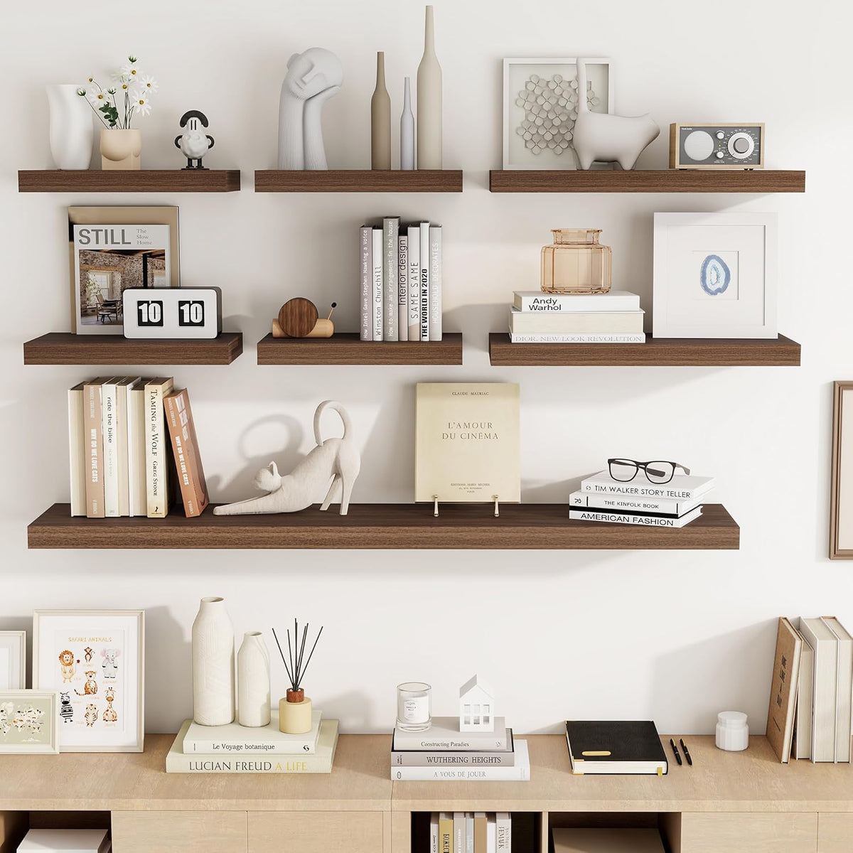 55 Inch Floating Shelves, 55"x9.25"x1.5" Inch Deep Floating Shelves for Wall, Wooden Shelves for