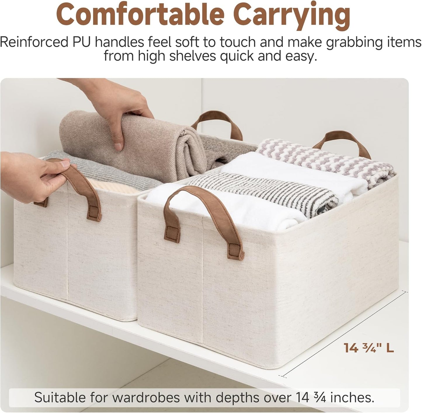 StorageWorks Storage Bins, Shelves Baskets for Organizing, Fabric Closet Organizers with Handles