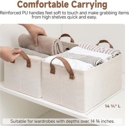 StorageWorks Storage Bins, Shelves Baskets for Organizing, Fabric Closet Organizers with Handles