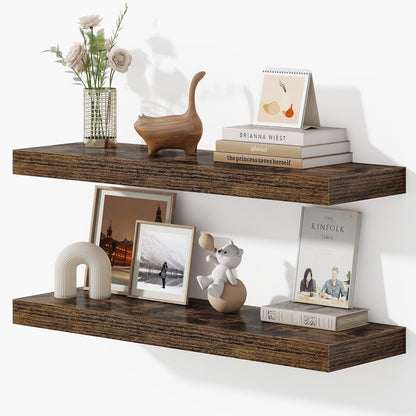Dreamland 32 Inches Floating Shelves for Wall, 9.3" Deep Long Floating Shelves Set of 2, Large