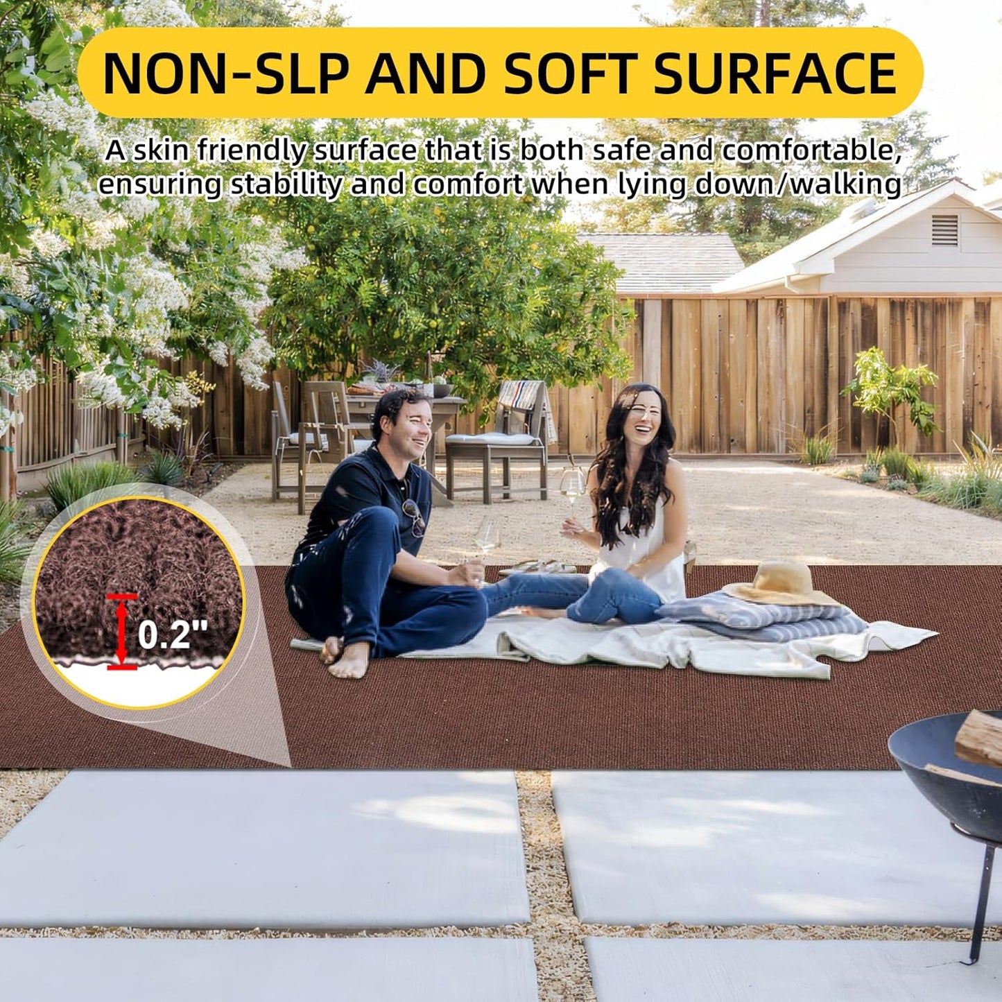 Marine Carpet,5 FT x 15 FT Brown Indoor Outdoor Carpet 0.2" Thick Boat Carpet with Water-Proof TPE
