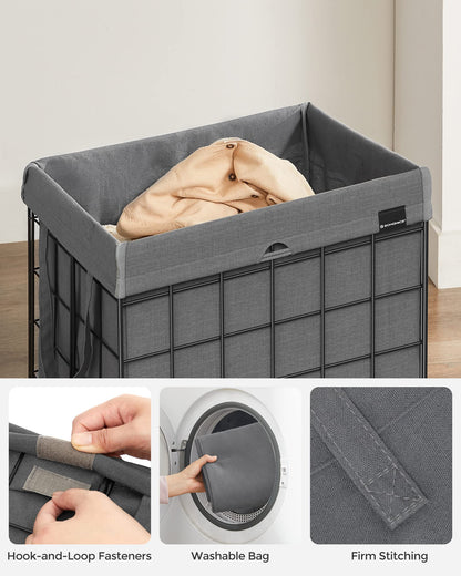 SONGMICS Laundry Hamper, 23.8 Gal. (90L) Laundry Basket, Collapsible Clothes Hamper, Removable and