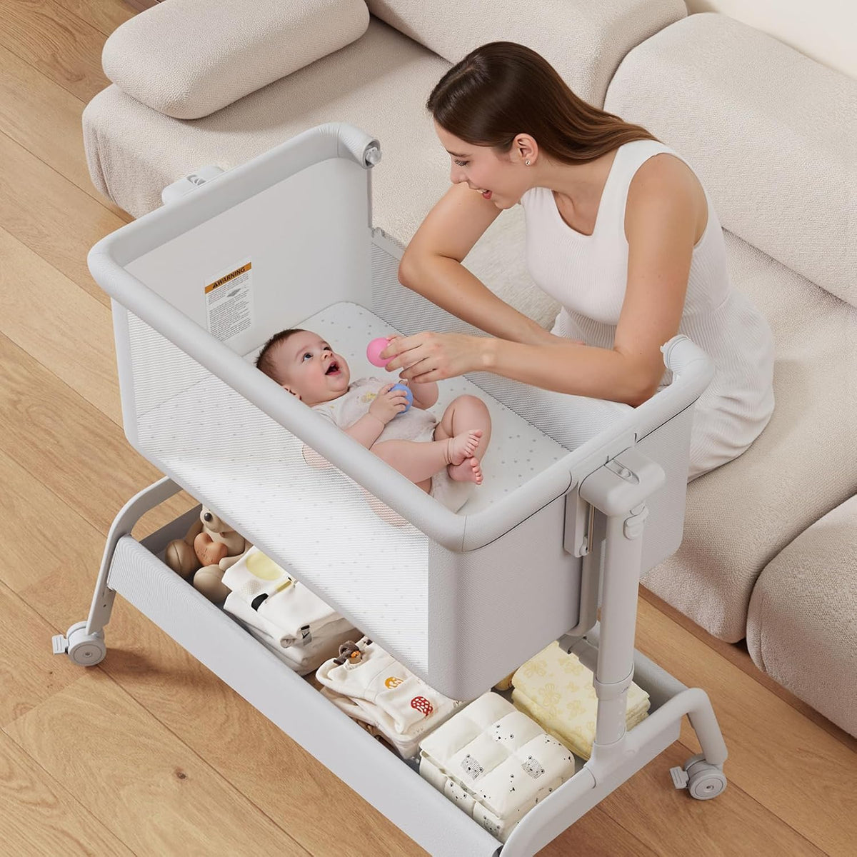 3-in-1 Baby Bassinet, Rocking Bassinet, Bedside Bassinet for Baby, Stable and Secure Bassinet