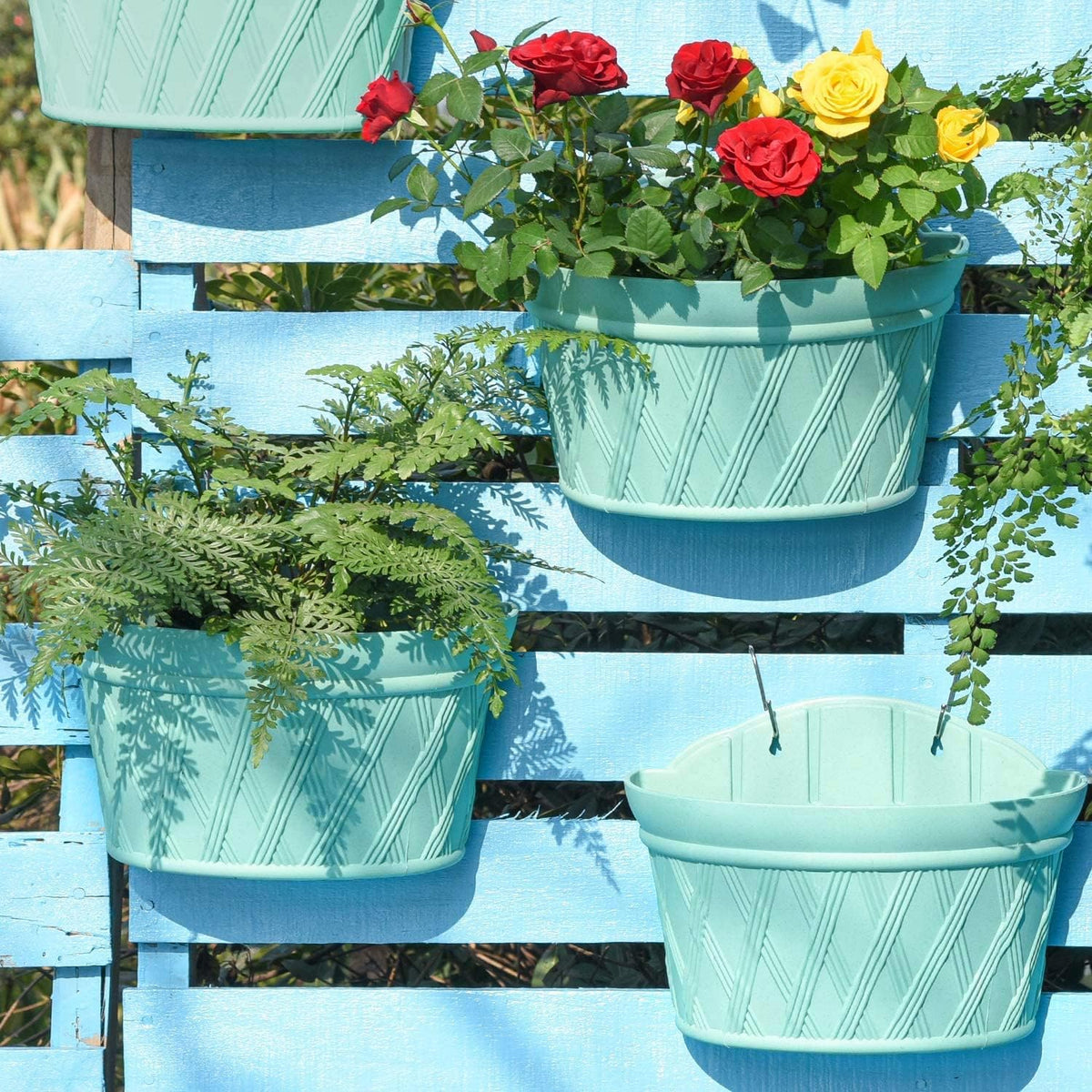 Sungmor Wall Hanging Planters,11.5 Inch Hanging Flower Pots for Railing Fence - Indoor Outdoor