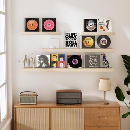 Light Wood Floating Shelves 48 Inch, 8 in Deep Single Book Shelf Floating for Wall Mounted, Heavy