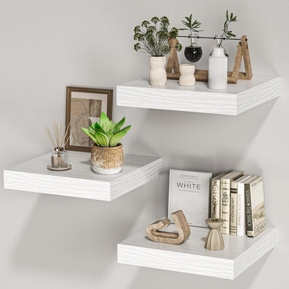 Square Floating Shelves for Wall, 12" W x 12" D x 1.2" H, Small Wooden Wall Mounted Display Shelves