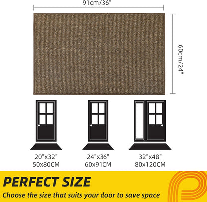 JSEI Dirt Trapper Door Mat 24"x36" Non-Slip Washable Entrance Mat, Dog Doormats, Absorbent &
