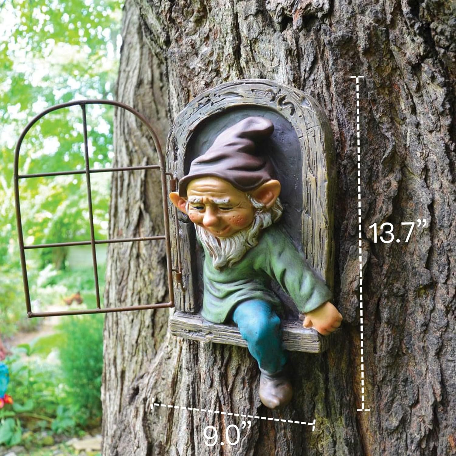 Elenon Gnome Tree Faces Garden Decor, 13inch Elf Out The Window Statue Outdoor Decorations, Tree