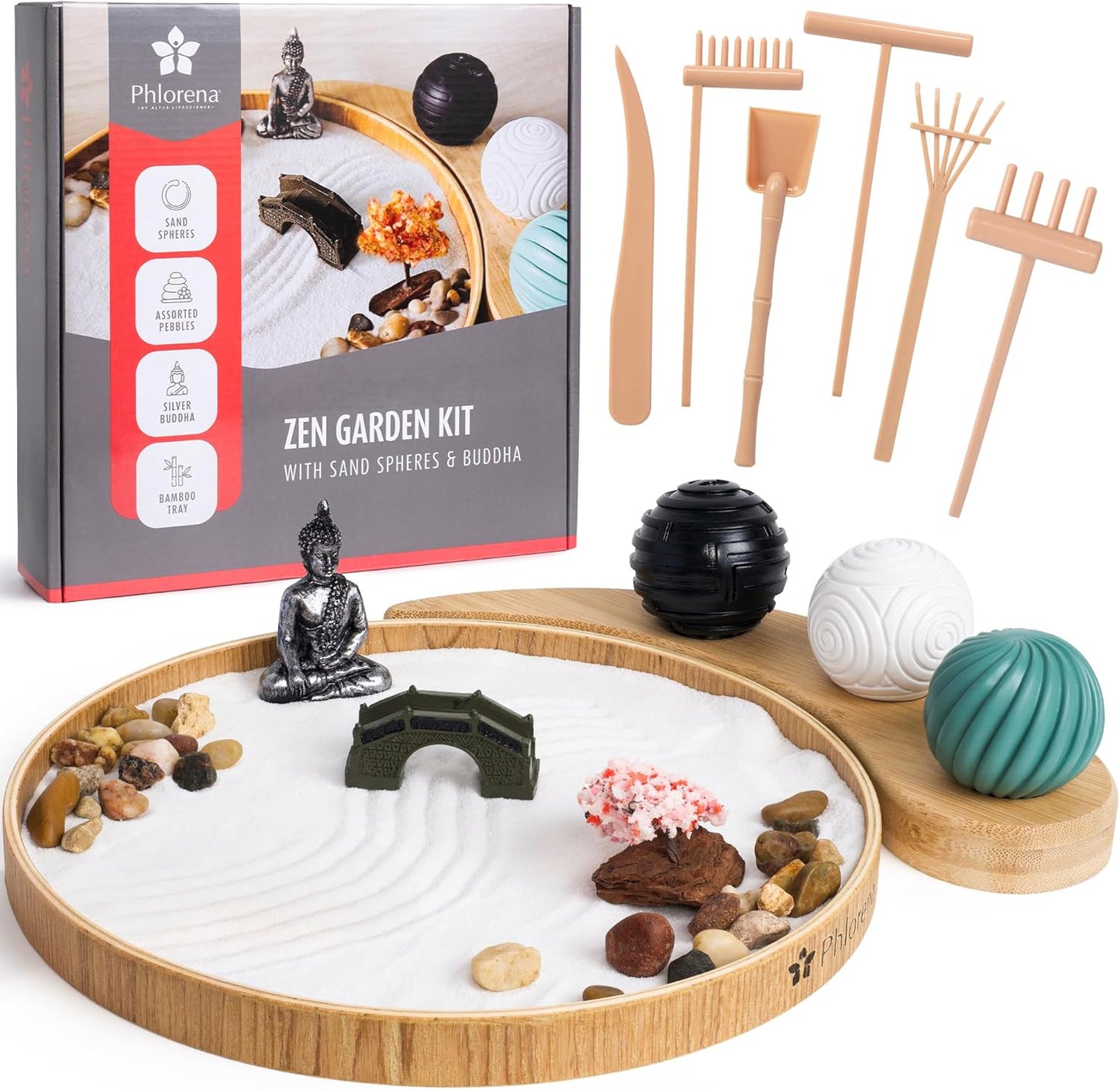 Zen Garden for Desk – Mini Zen Garden Kit for Calming Stress & Relaxing - Japanese Sand Box with
