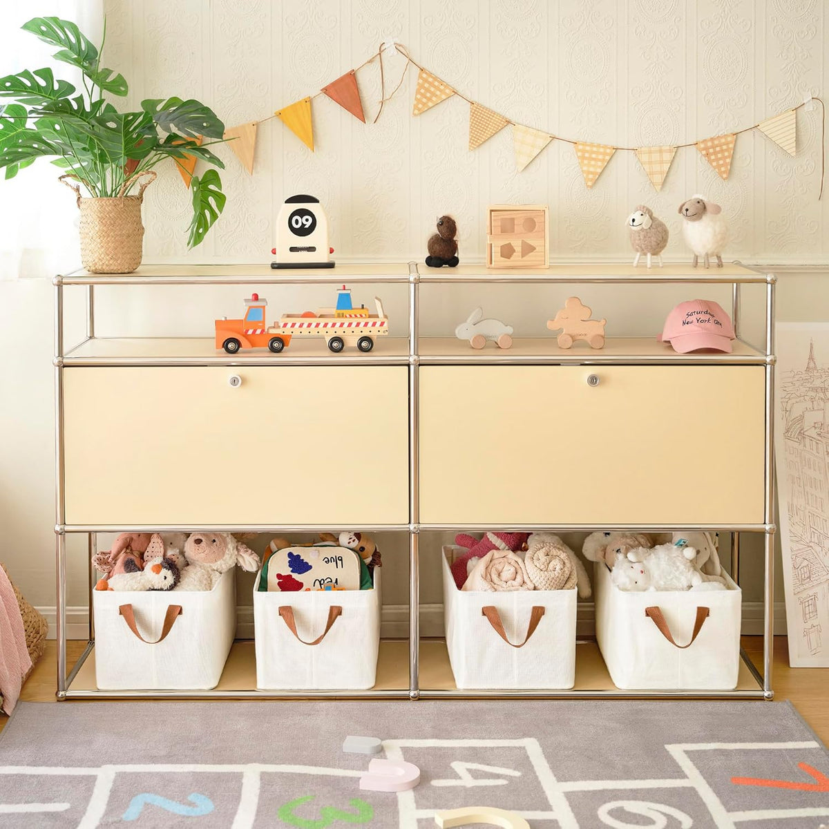 GRANNY SAYS Closet Storage Baskets, Collapsible Fabric Storage Bins with Metal Frame, Clothes