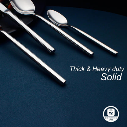 24 Piece Silverware Set For 6 Heavy duty 18/10 Stainless Steel Flatware Set Modern Design