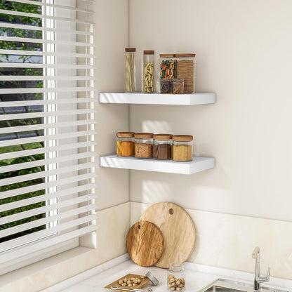 RICHFOCUS 16Inch Floating Shelves for Wall 2 Pack Shelves for Bedroom|Kitchen|Bathroom Wall Mounted
