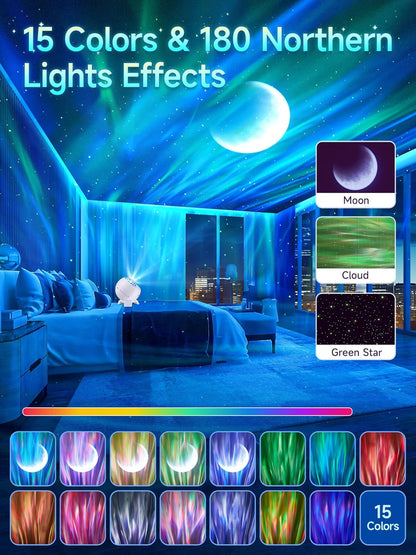 Galaxy Projector Northern Lights Projector,180 Lighting Modes Galaxy Light Projector, 15 White