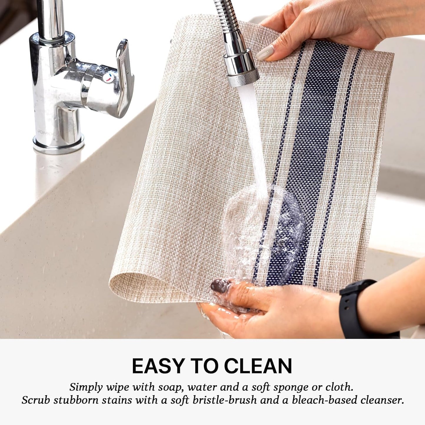 LEXMORE PlaceMats Set of 12 Vinyl/Plastic Woven Place Mats for Kitchen Table Indoor/Outdoor