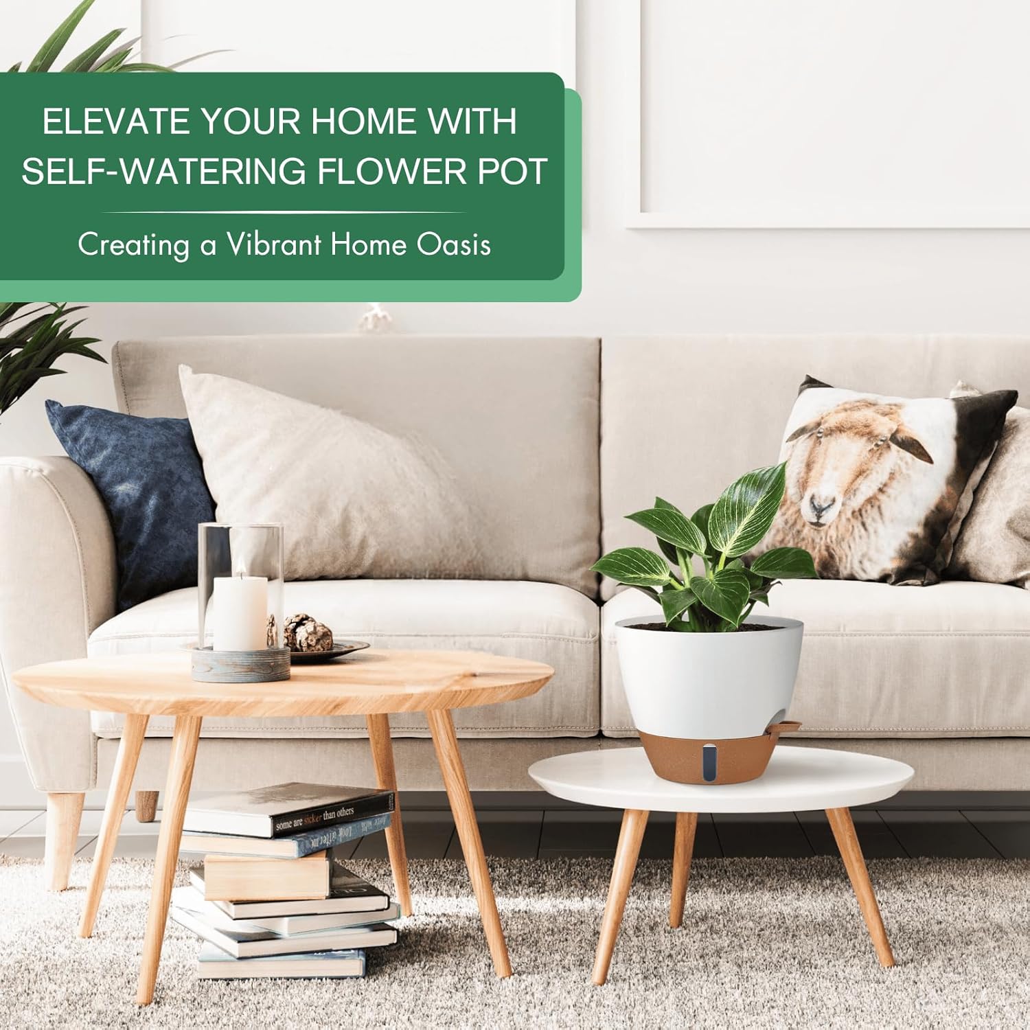montresor 2 Pack 10 inch Plant Pots, PP Plastic Self Watering Plant Pot with Drainage and Tray for