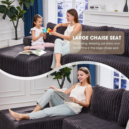 Hobestluk 96“ Modular Sectional Sofa Couches L-Shape Couch 3 Seat Modular Sofa Memory Foam