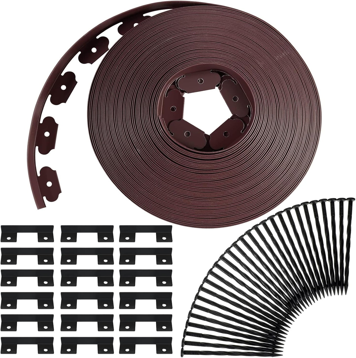 Queekay Landscape Edging Kit 148 ft with 70 Spikes 20 Connectors Plastic Border for Garden, Lawn