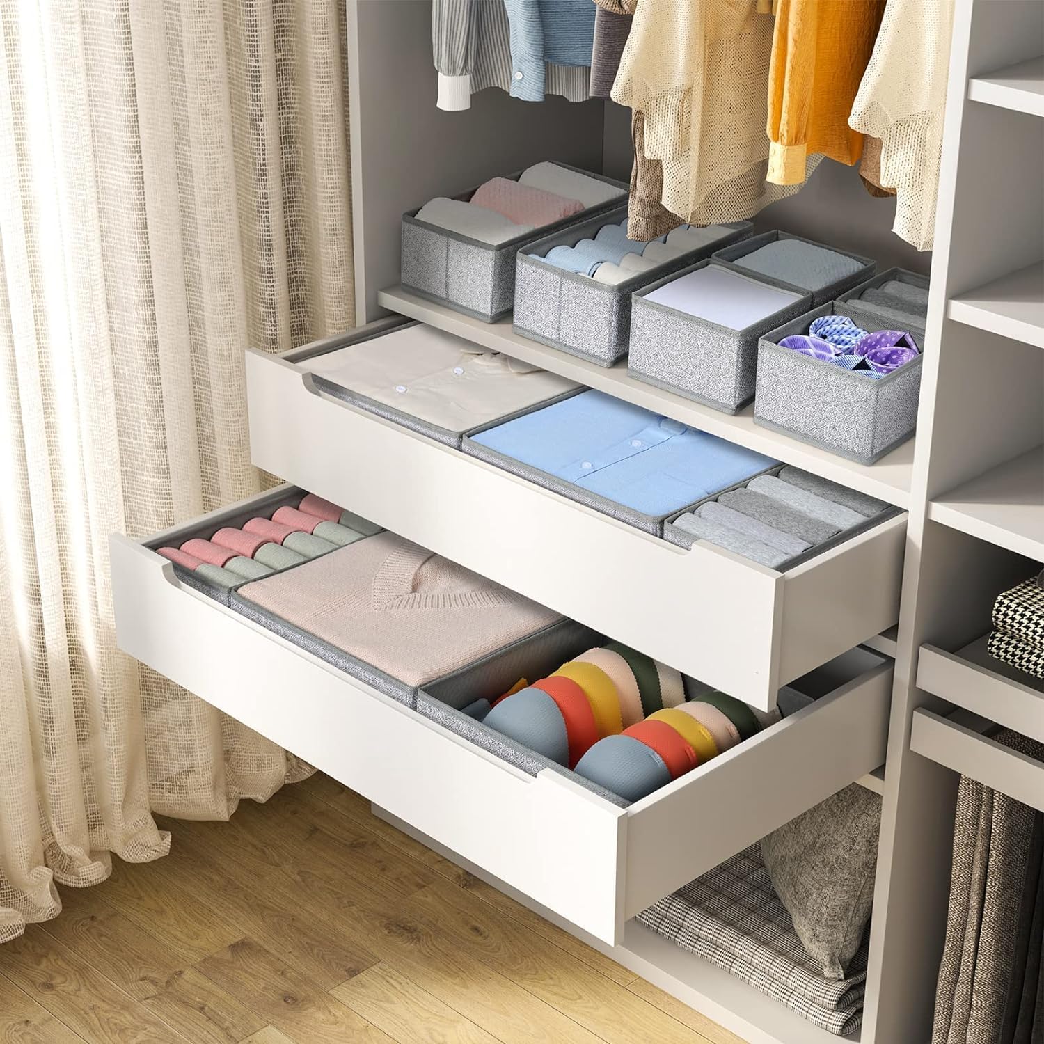 DIMJ Drawer Organizer Clothes 12 Pack - Foldable Baby Organizers and Storage & Dresser Organizer