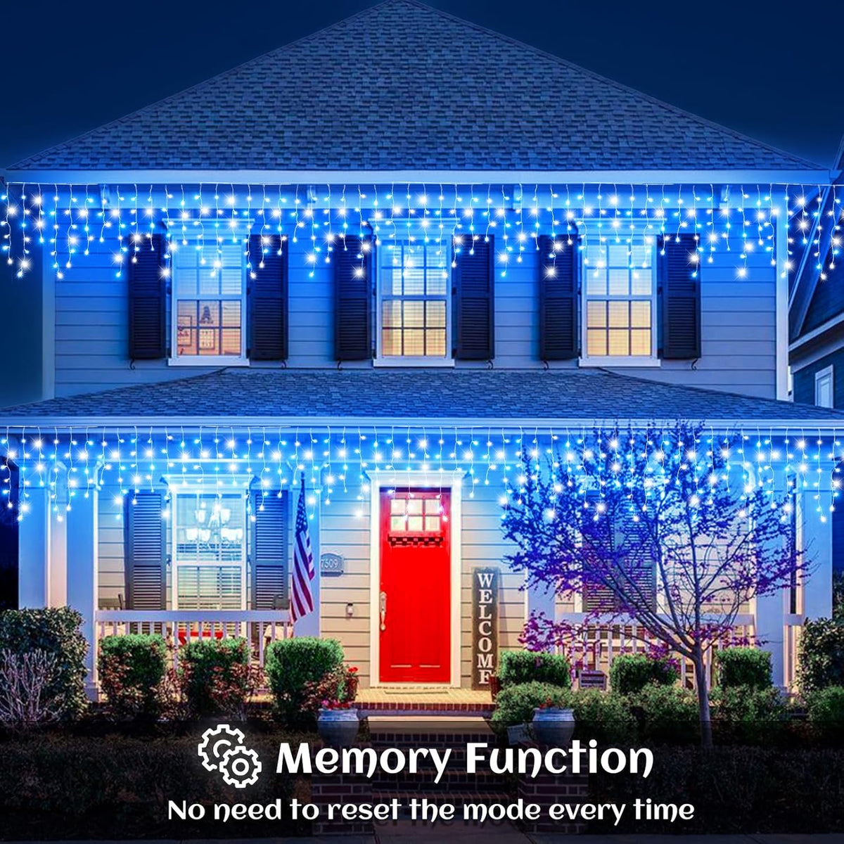 66ft Icicle Lights for Outside, Blue and White Christmas Lights Outdoor Indoor, 640 LED Twinkle