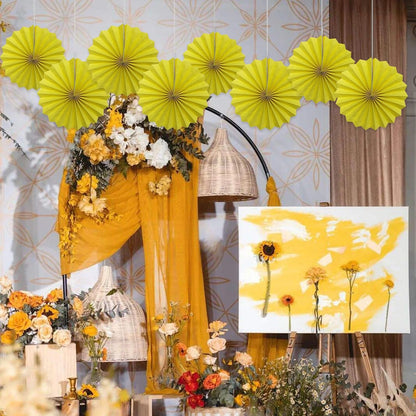 Yellow Party Decorations,Paper Decorations for Party,Lemon Decorations Party Paper Fans Bulk