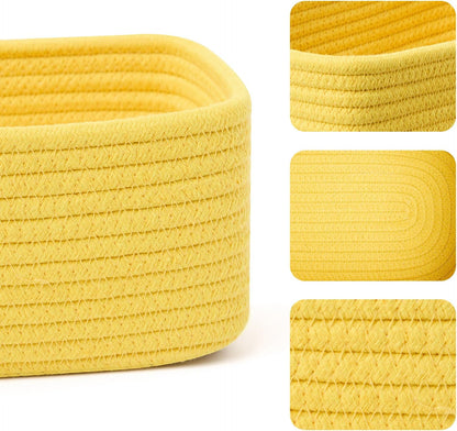 Small Storage Baskets for Organizing | Closet Organizer Bins | Shelf Toy Basket | Woven Rope